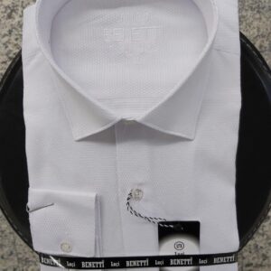 Men Shirts Slim Fit plain self-patterned white Benetti Turkish Manufacturer