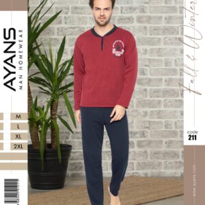 men pajamas set red